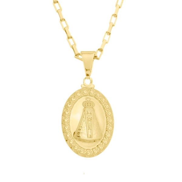 Encontraproduto.com.br - Corrente Tijolinho Fecho 1,5mm 6g 70 Cm + Pingente Nossa Senhora Com Borda Detalhada - 2,5 X 2,0Cm