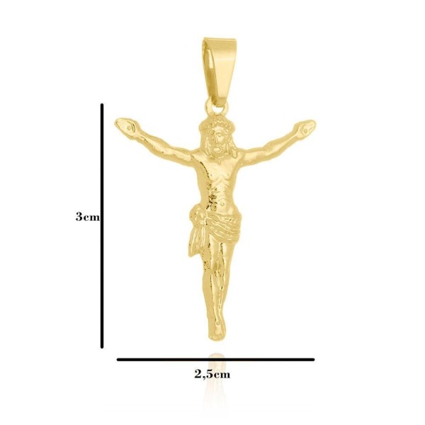 Encontraproduto.com.br - Corrente Grumet Fecho Gaveta 2,5mm - 6g - 70 Cm + Pingente Jesus Cristo Especial - 3,0 X 2,5 Cm
