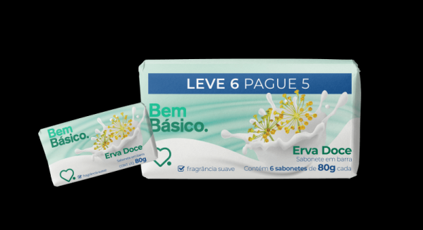 Encontraproduto.com.br - Sabonete em Barra Bem Básico 80g Leve 6 e pague 5 - Erva Doce