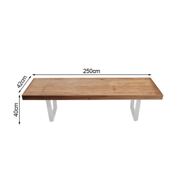 Encontraproduto.com.br - Kit 2 Bancos Bancão Lateral Mesa Industrial 2,50m Ferragem Branca Branco
