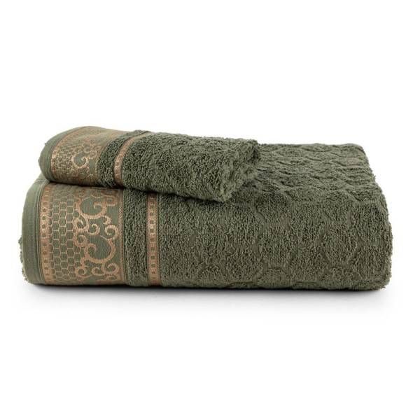 Encontraproduto.com.br - Kit De Toalhas Felpudas Grossas E Macias De Banho E Rosto Cor:verde Oliva