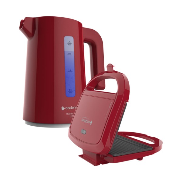 Kit Cadence Colors Vermelho - Chaleira 1,7L e Sanduicheira