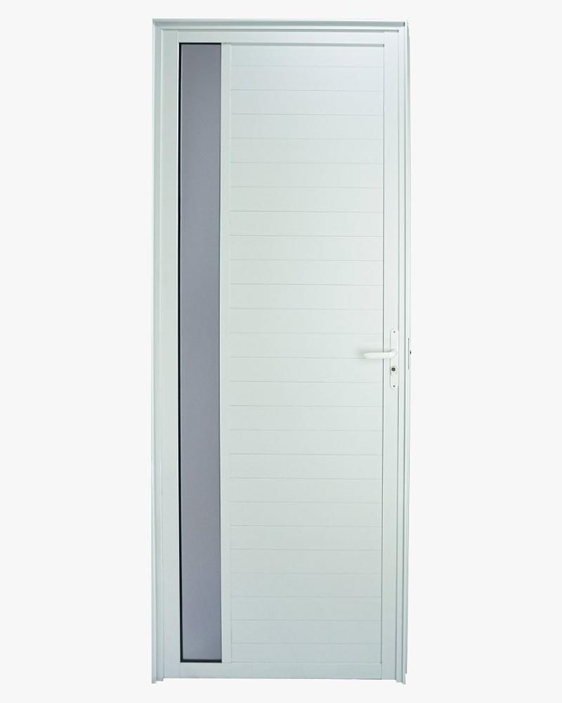 Encontraproduto.com.br - Porta De Alumínio Lambril Visor Branca com fechadura Esquerda - 210x90