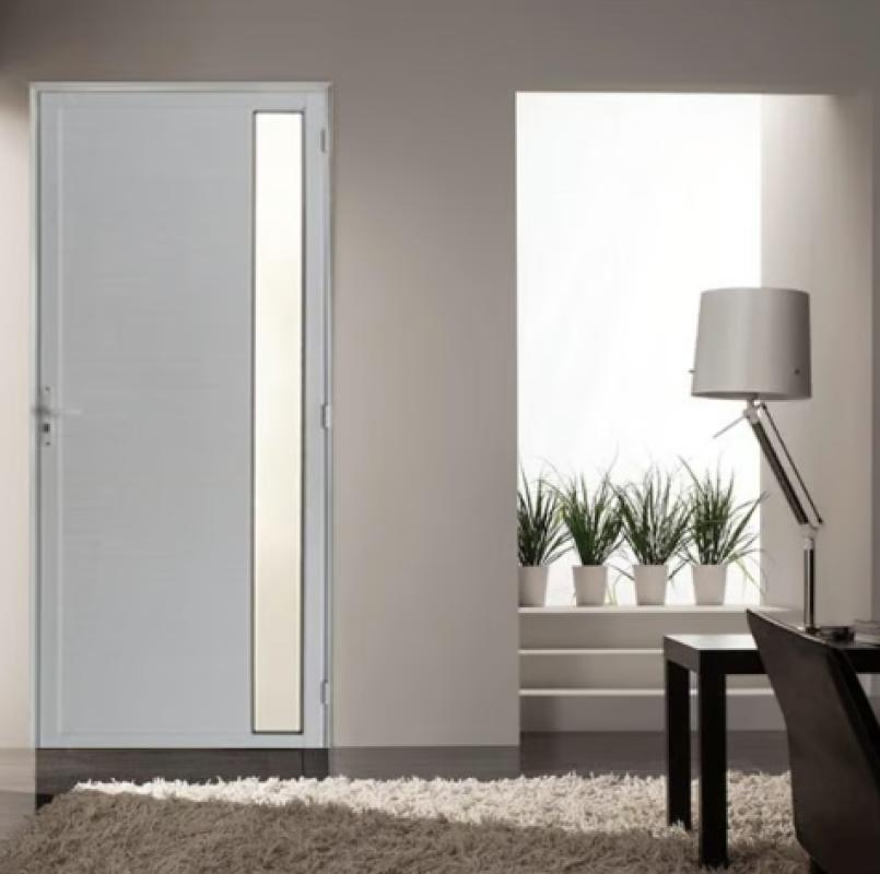 Encontraproduto.com.br - Porta De Alumínio Lambril Visor Branca com fechadura Esquerda - 210x90