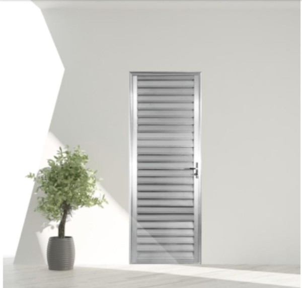 Encontraproduto.com.br - Porta de Alumínio Palheta Cinza Brilhante Pop Esquerda - 210x60