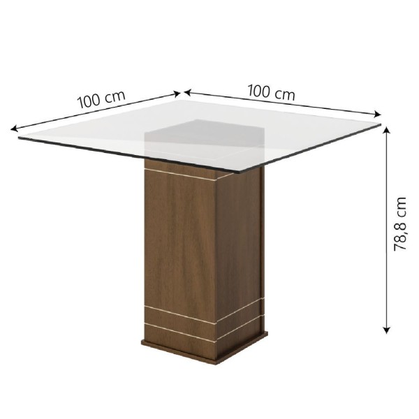 Encontraproduto.com.br - Conjunto De Mesa Sala De Jantar Com Tampo De Vidro 1m Onix 4 Cadeiras Trieste Cedro / Chumbo Dobuê Vidro