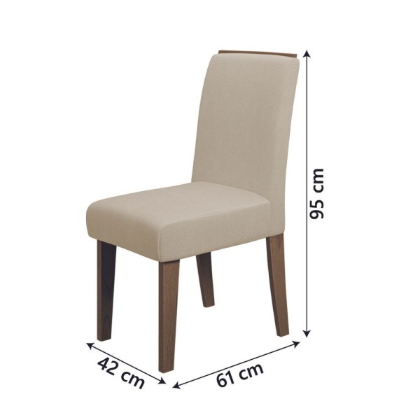 Encontraproduto.com.br - Conjunto De Mesa Sala De Jantar Tampo Com Vidro 4 Cadeiras Nova York 1,36m Cedro / Off White / Areia Dobuê Cedro / Off White
