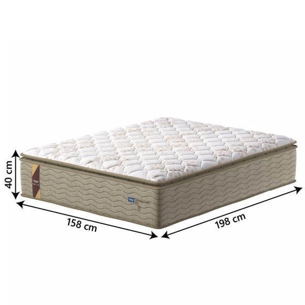 Cama Box Colchão Casal Queen Molas Guarda Costas Max 158x198x78cm Bege/branco Probel Bege/bco