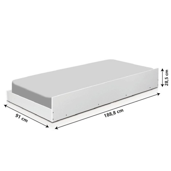 Beliche Solteiro Com Cama Auxiliar Dublin Para Colchão De 0,88m Branco Tebarrot Branco