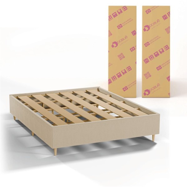 Encontraproduto.com.br - Cama Box Desmontável Casal C/ Colchão Molas Ensacadas Real 138x188x66cm Bege/branco Inducol Branco Nat