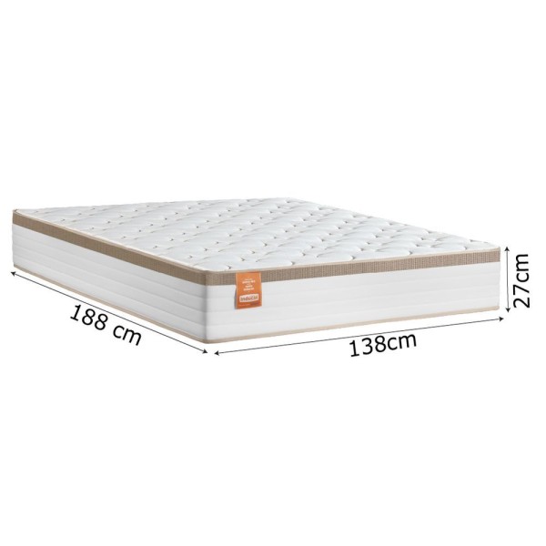 Encontraproduto.com.br - Cama Box Desmontável Casal C/ Colchão Molas Ensacadas Real 138x188x66cm Bege/branco Inducol Branco Nat