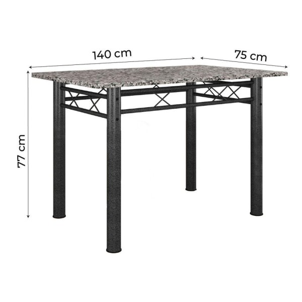 Encontraproduto.com.br - Conjunto Sala De Jantar Mesa Tampo Granito 1,40m Com 6 Cadeiras Diana Preto/floral