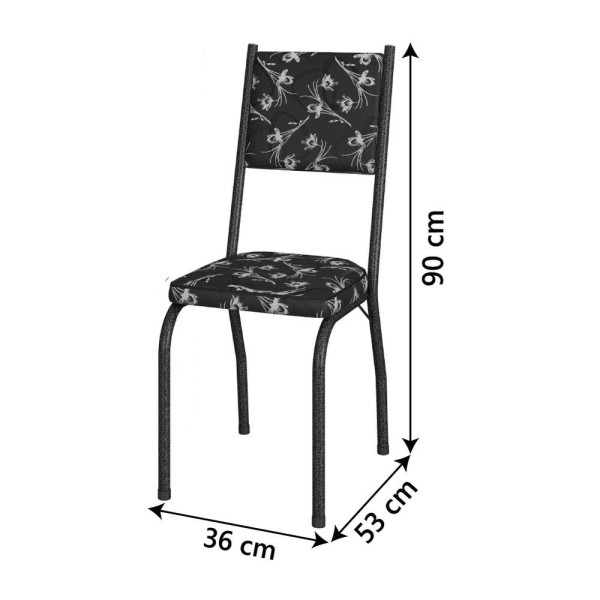 Encontraproduto.com.br - Conjunto Sala De Jantar Mesa Tampo Granito 1,40m Com 6 Cadeiras Diana Preto/floral