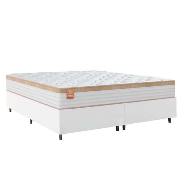 Encontraproduto.com.br - Cama Box Colchão Queen Molas Ensacadas Real Branco/bege Cor Branco Nat