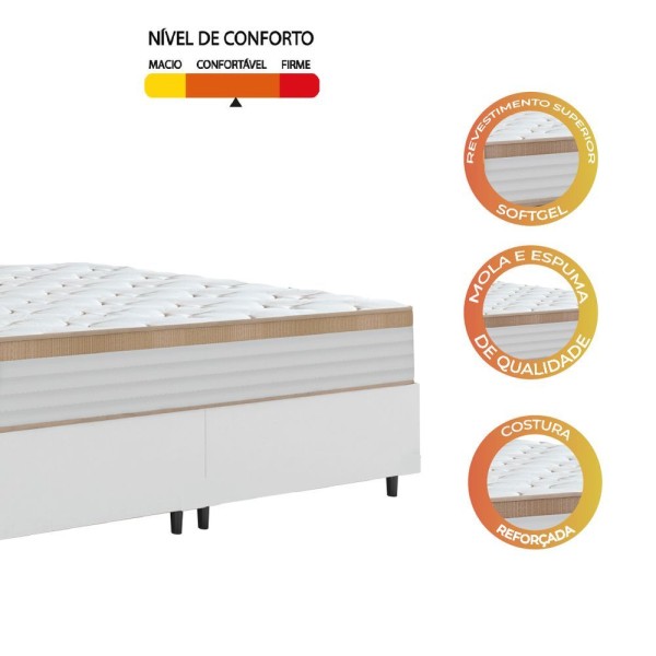 Encontraproduto.com.br - Cama Box Colchão Queen Molas Ensacadas Real Branco/bege Cor Branco Nat