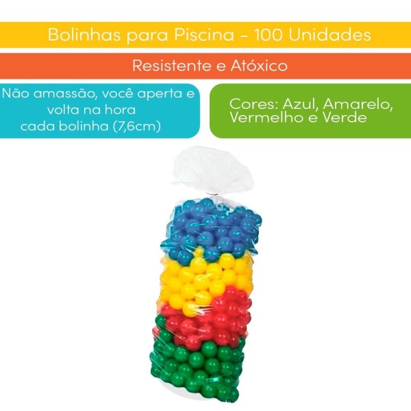Encontraproduto.com.br - Bolinhas Para Piscina Coloridas Macias E Resistente 100 Un