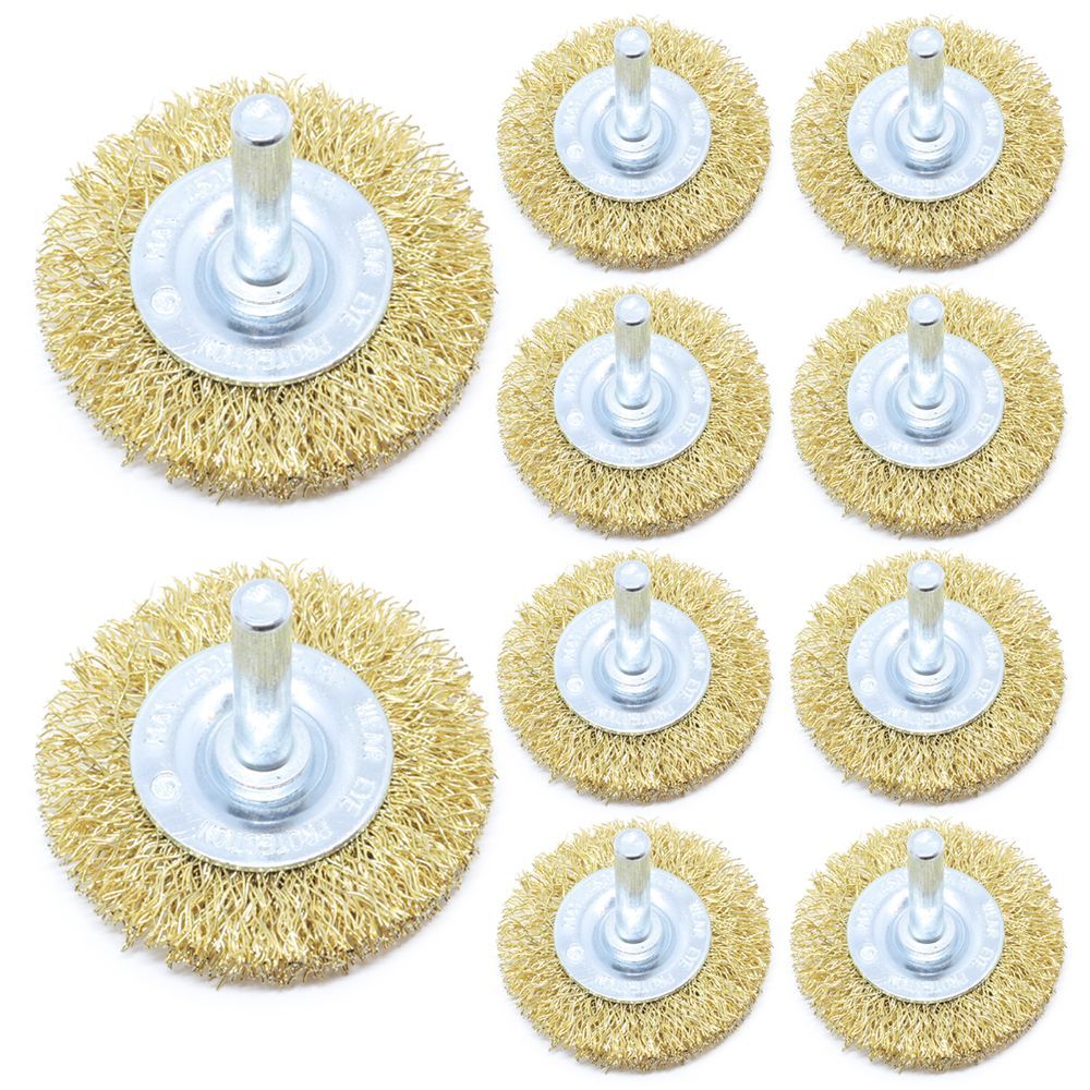 Encontraproduto.com.br - 10 Escovas De Aço Circular P- Furadeira 50x8mm 3\ Haste 1-4
