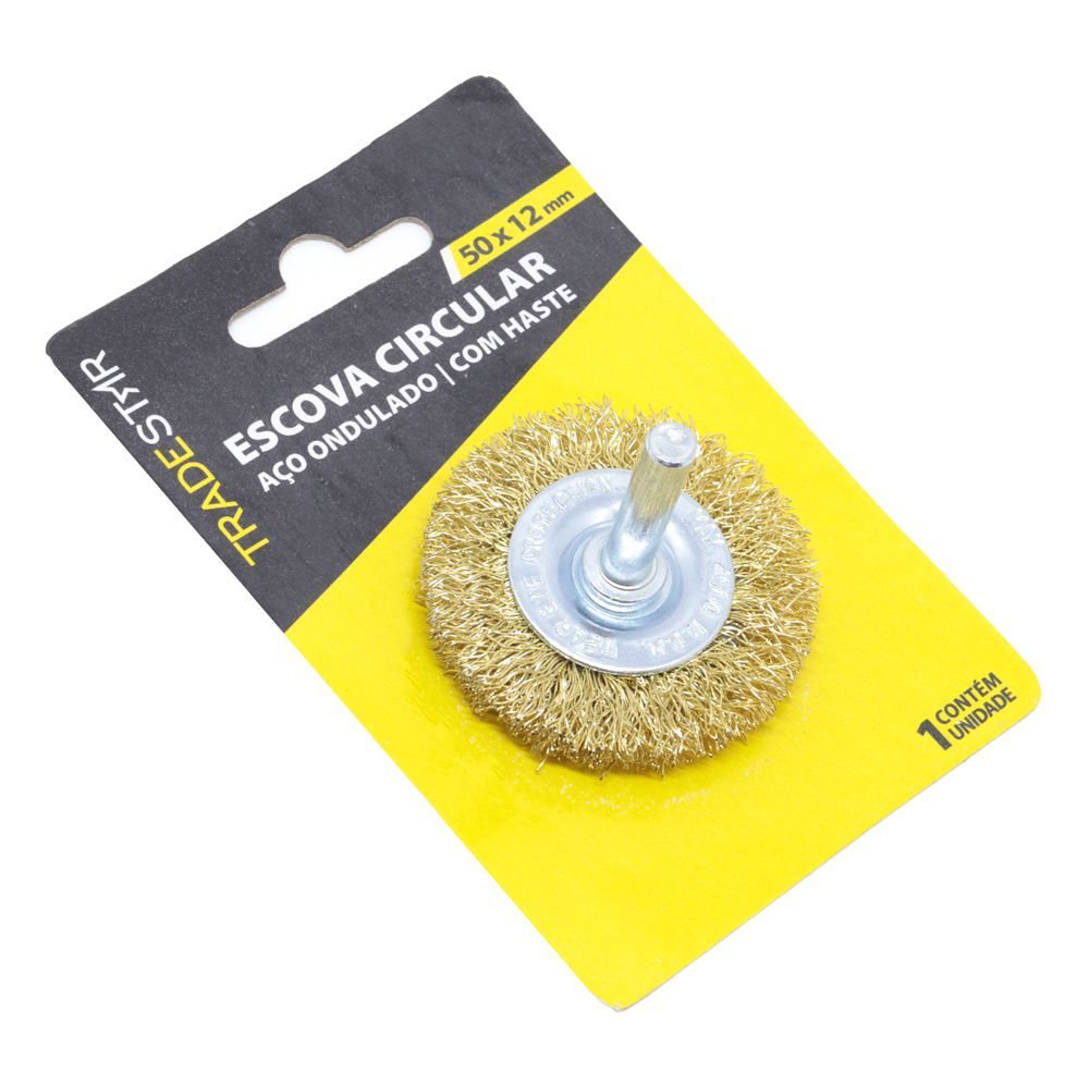 Encontraproduto.com.br - 10 Escovas De Aço Circular P- Furadeira 50x8mm 3\ Haste 1-4