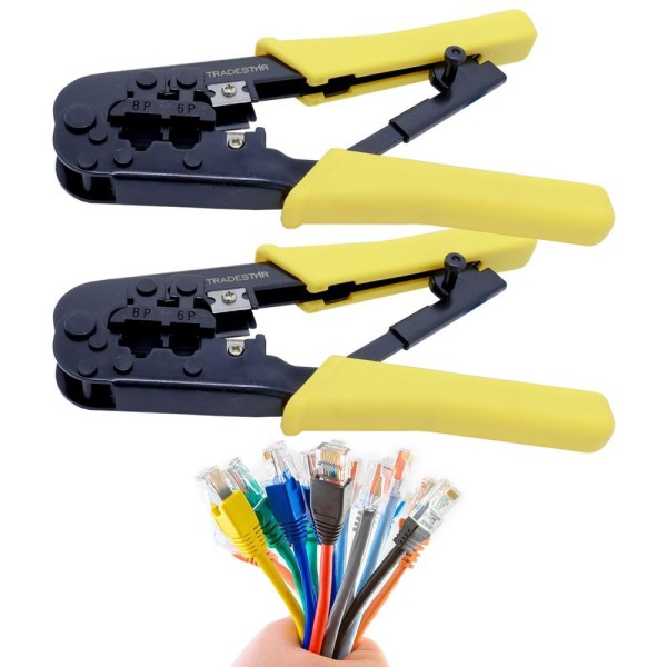 Encontraproduto.com.br - Kit 2 Alicate Crimpar Rj45 Rj11 Crimpador Cabo Rede Pro