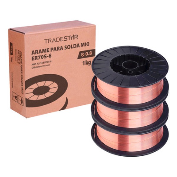 Kit 3 Rolos Arame Para Solda Mig Com Gás 0,8 Mm 1kg Er70s-6