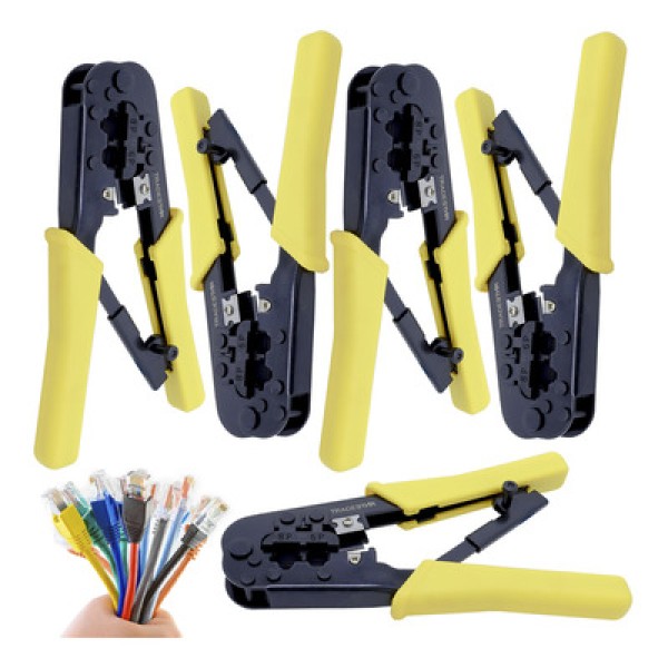 Encontraproduto.com.br - Kit 5 Alicate Crimpar Rj45 Rj11 Crimpador Cabo Rede Pro