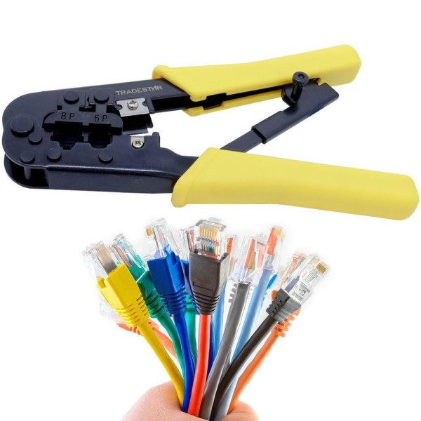 Encontraproduto.com.br - Kit 5 Alicate Crimpar Rj45 Rj11 Crimpador Cabo Rede Pro