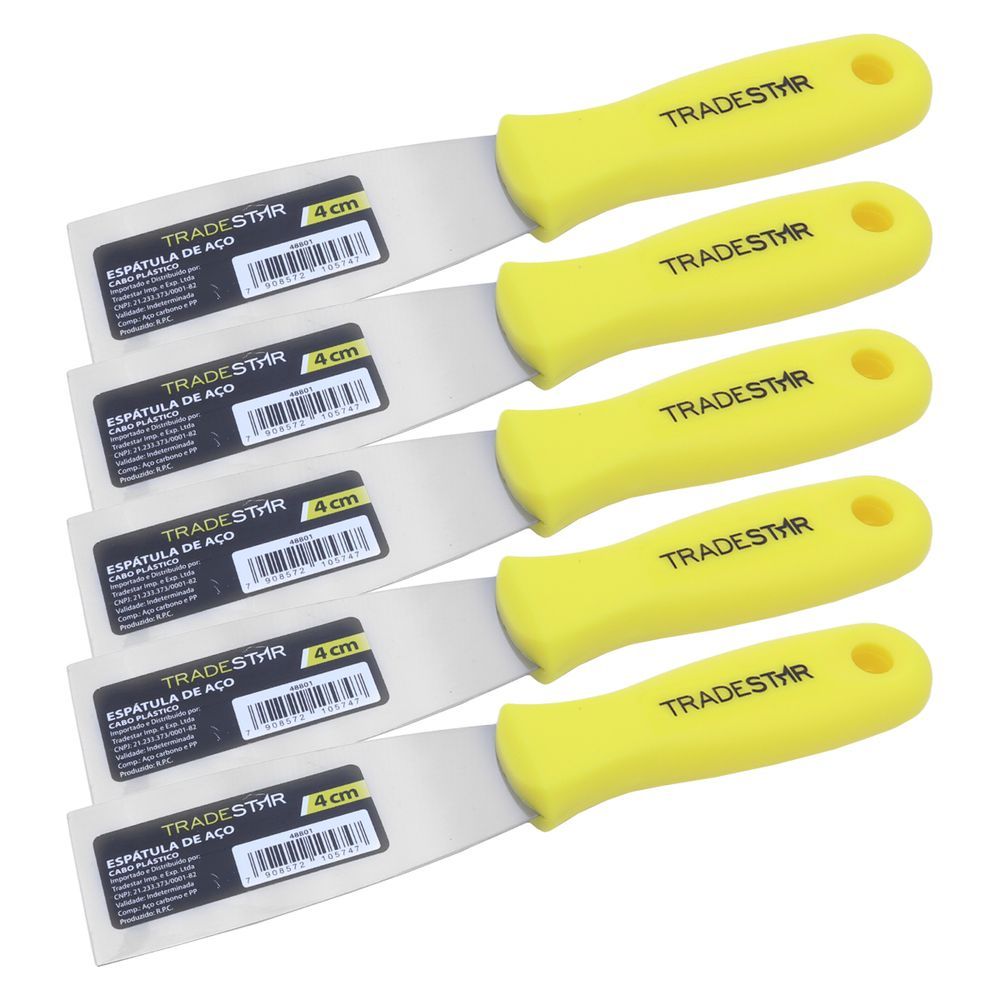 Kit 5 Espátula 4 Cm Multiuso P- Pintor Gesso Drywal