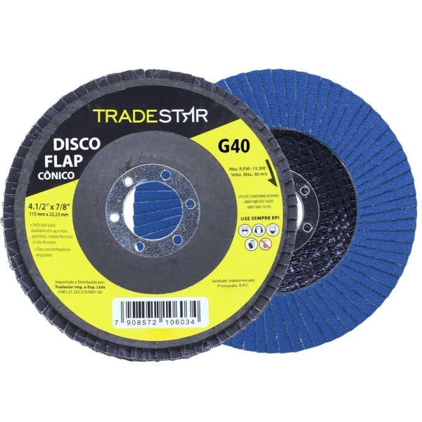 Encontraproduto.com.br - Kit Disco De Lixa Flap 4.1/2 Grão 40 P/ Lixadeira 10 Un
