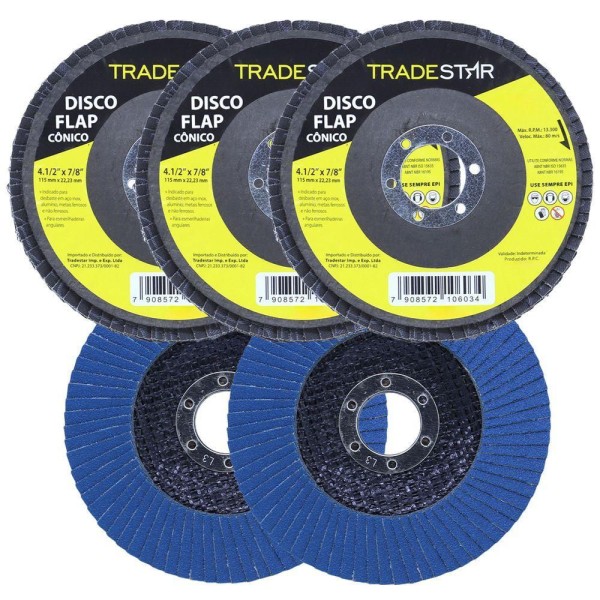 Encontraproduto.com.br - Kit Disco De Lixa Flap 4.1/2 Grão 60 P/ Lixadeira 05 Un