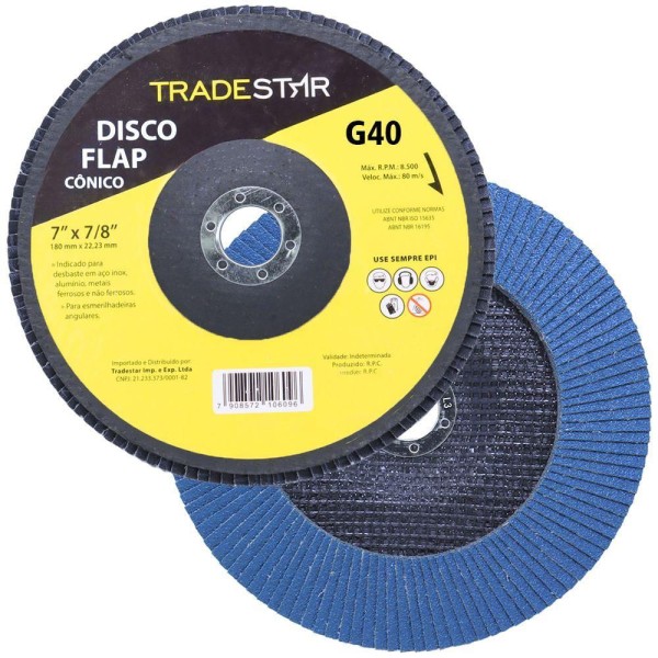 Encontraproduto.com.br - Kit Disco De Lixa Flap 7 Pol Grão 40 P/ Lixadeira 10 Un
