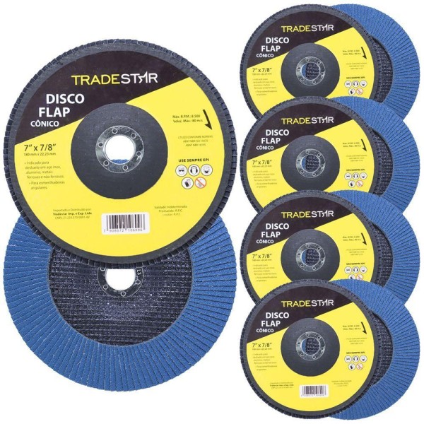 Encontraproduto.com.br - Kit Disco De Lixa Flap 7 Pol Grão 40 P/ Lixadeira 10 Un