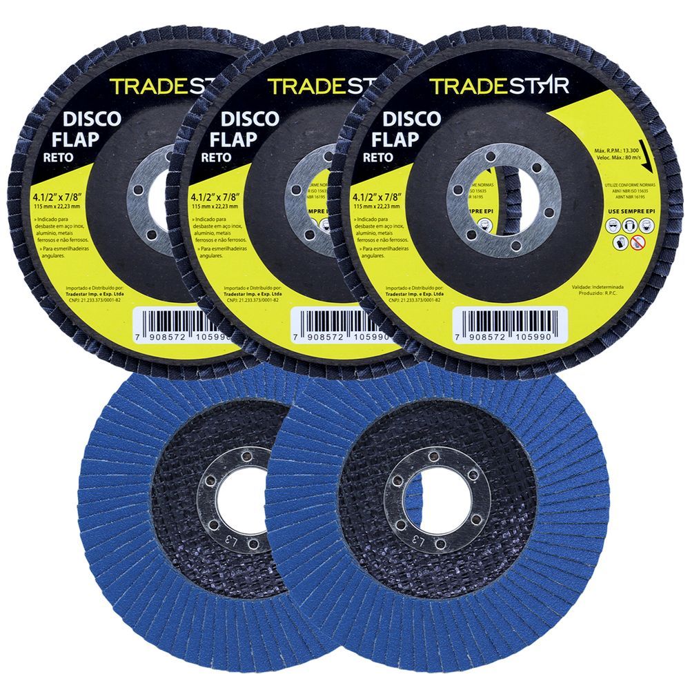 Encontraproduto.com.br - Kit Disco De Lixa Flap Reto 4.1-2 Grão 50 Lixadeira 05 Un
