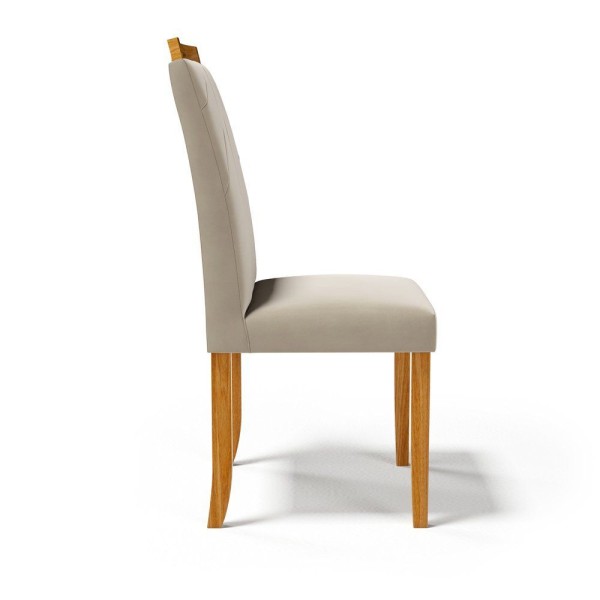 Encontraproduto.com.br - Kit Com 6 Cadeiras Maiara Madeira Maciça Estofadas Para Mesa De Jantar Veludo Bege 102