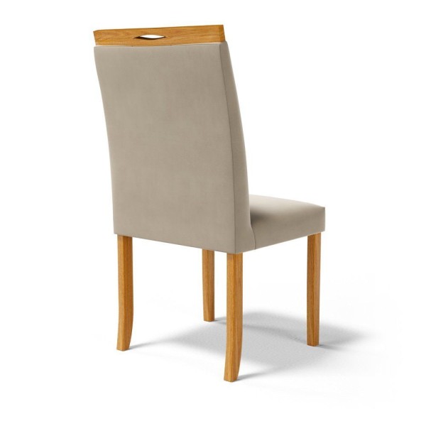 Encontraproduto.com.br - Kit Com 6 Cadeiras Maiara Madeira Maciça Estofadas Para Mesa De Jantar Veludo Bege 102