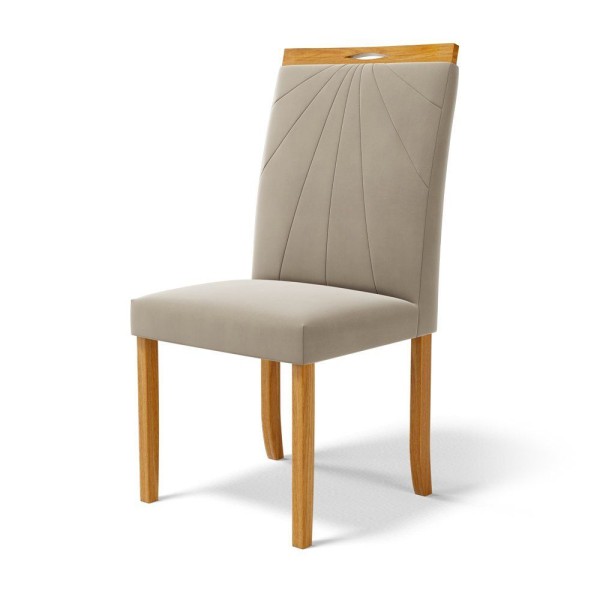 Encontraproduto.com.br - Kit Com 6 Cadeiras Maiara Madeira Maciça Estofadas Para Mesa De Jantar Veludo Bege 102