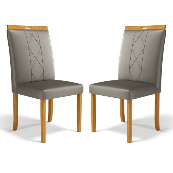 Encontraproduto.com.br - Kit Com 2 Cadeiras Ana Madeira Maciça Estofadas Para Mesa De Jantar Veludo Chumbo 109