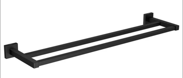 Encontraproduto.com.br - Elegance Black Matte Porta Toalha  Duplo Barra 60cm - Ouse Metais