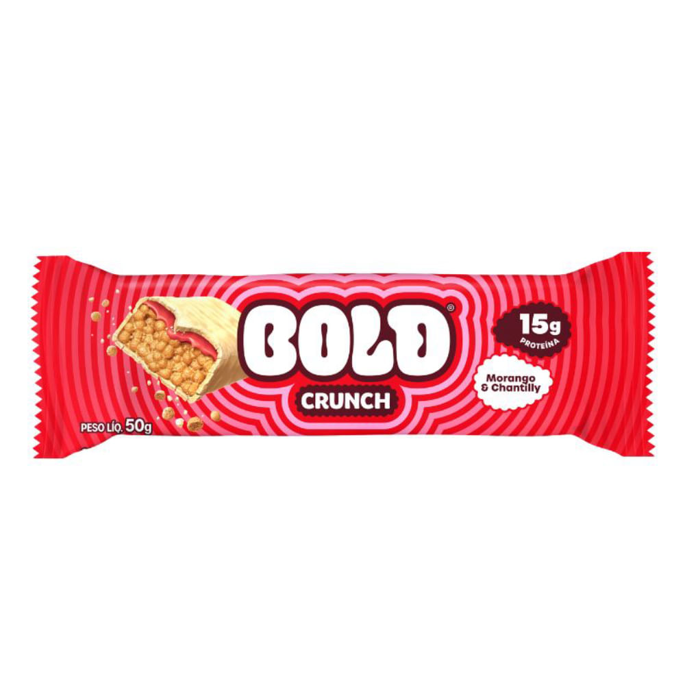 Barrinha Bold Crunch Morango e Chantilly 50g Bold Nutrition