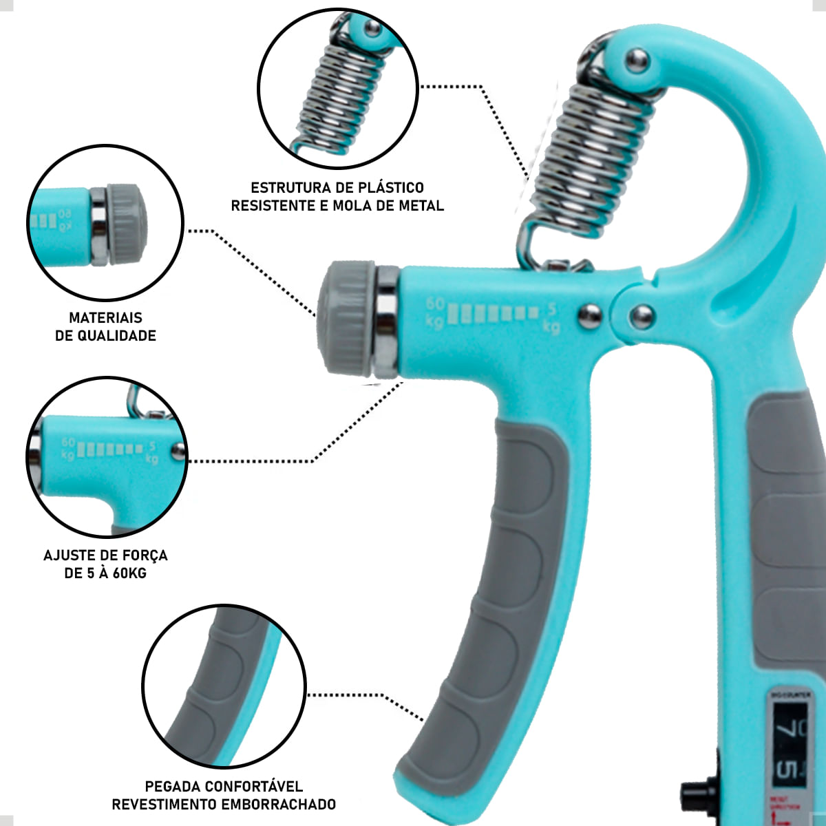 Encontraproduto.com.br - Hand Grip Ajustavel Força 60kg Emborrachada 5sports