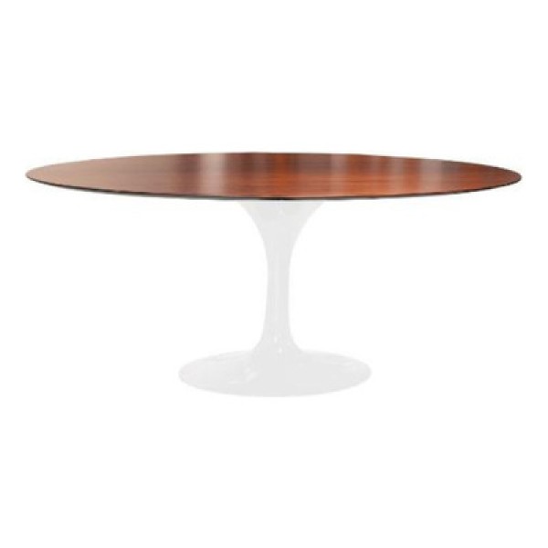 Encontraproduto.com.br - Mesa De Jantar Tulipa Saarinen Oval 244x137 Cm Tampo Imbuia Base Branca