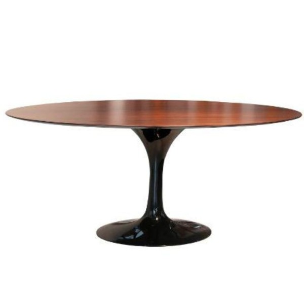 Encontraproduto.com.br - Mesa De Jantar Tulipa Saarinen Oval 244x137 Cm Tampo Imbuia Base Branca