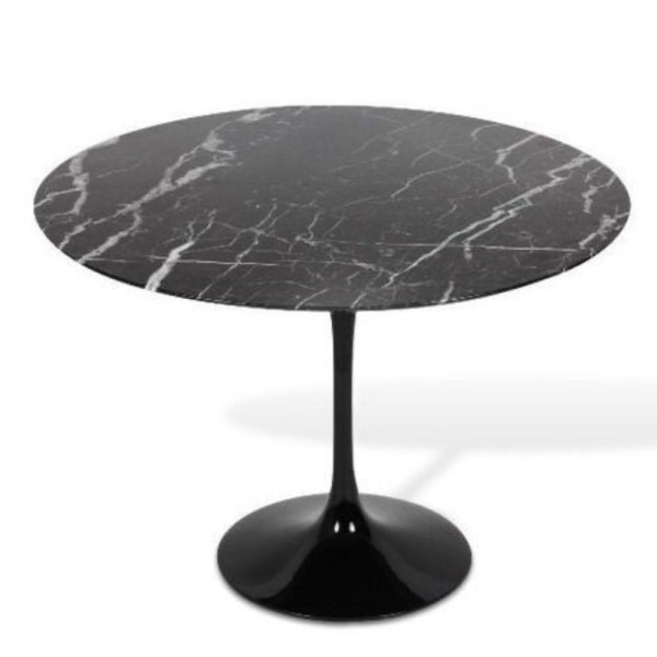 Mesa De Jantar Tulipa Saarinen Redonda 80 Cm Mármore Nero