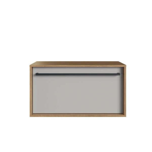 Gabinete de Banheiro Suspenso 80cm  com 1Gavetão Puxador Toalheiro BH8040 Mel/Arenas