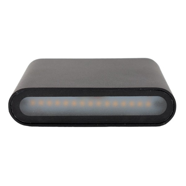 Encontraproduto.com.br - Arandela De Led Retangular Preta Arredondada 2 Fachos 3w Para Parede Sala Quarto Quintal Jardim