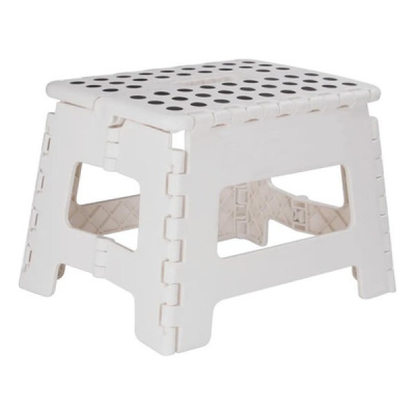 Encontraproduto.com.br - Banqueta Dobrável Banco De Plástico Multiuso 22cm Banquinho Para Camping Pesca Portátil Branco