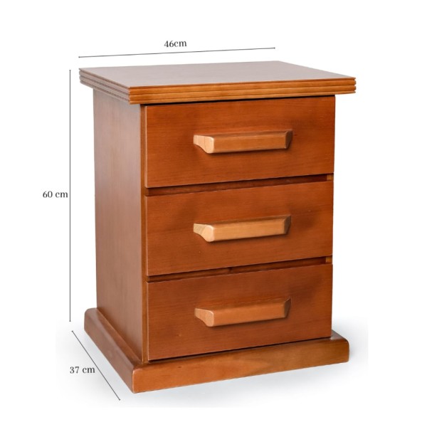 Encontraproduto.com.br - Mesa de Cabeceira 3 Gavetas Madeira Maciça Nathalia Móveis Nathalia