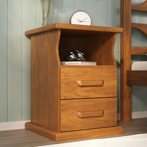 Encontraproduto.com.br - Mesa de Cabeceira 2 Gavetas Madeira Maciça Slin Móveis Nathalia