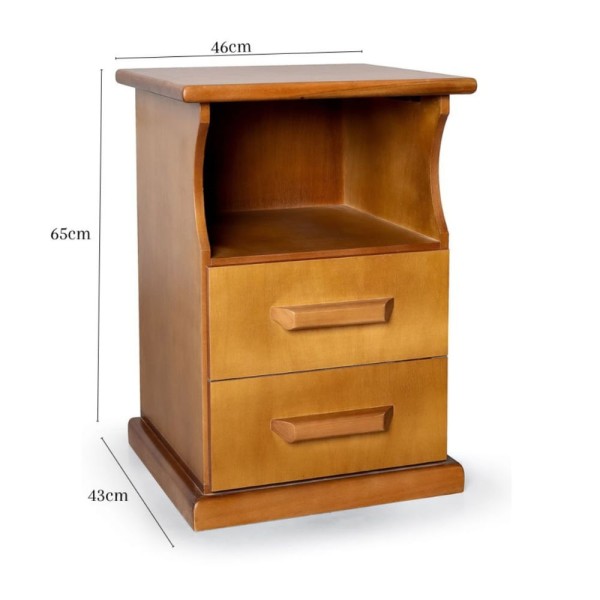 Encontraproduto.com.br - Mesa de Cabeceira 2 Gavetas Madeira Maciça Slin Móveis Nathalia