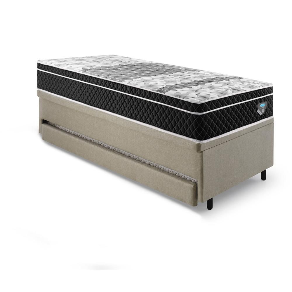 Encontraproduto.com.br - Bicama Box Baú Solteiro Com Colchão Gransleep Ecoflex Molas Verticoil Linho Bege 88x188