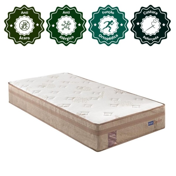 Encontraproduto.com.br - Bicama Box Baú Solteiro Com Colchão Molas Ensacadas Berlim Bege Probel Linho Bege 88x188